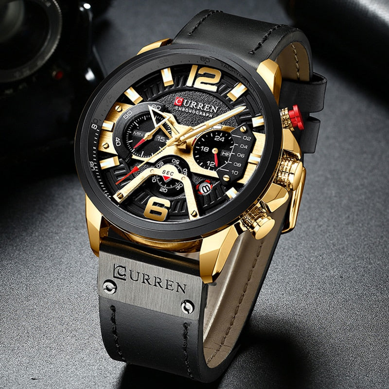 Sport Watch for Men Top Brand Luxury Military Leather Wrist Watch