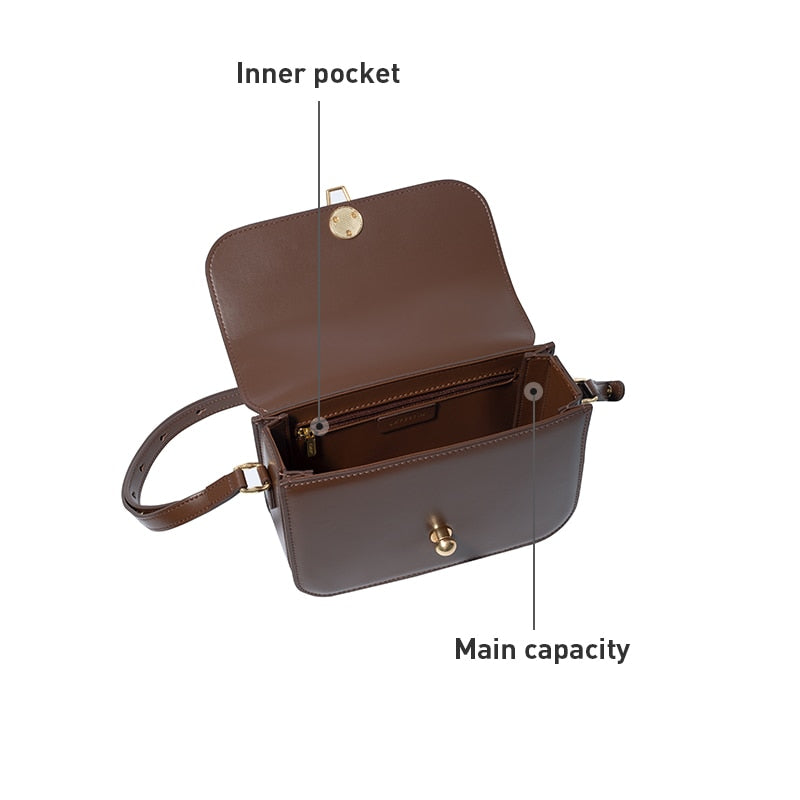 LA FESTIN Women Brand New Fashion Underarm Shoulder Cross-body Small Square Tote Bags Niche Designer Split Leather