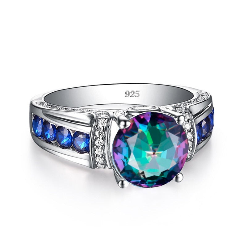 Gemstone Handmade Mystic Rainbow Topaz Silver 925 Ring