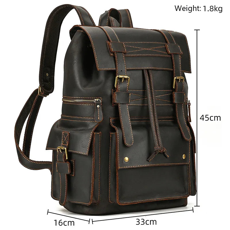 2023 New Arrivals Genuine Leather Laptop Travel Backpack For Men