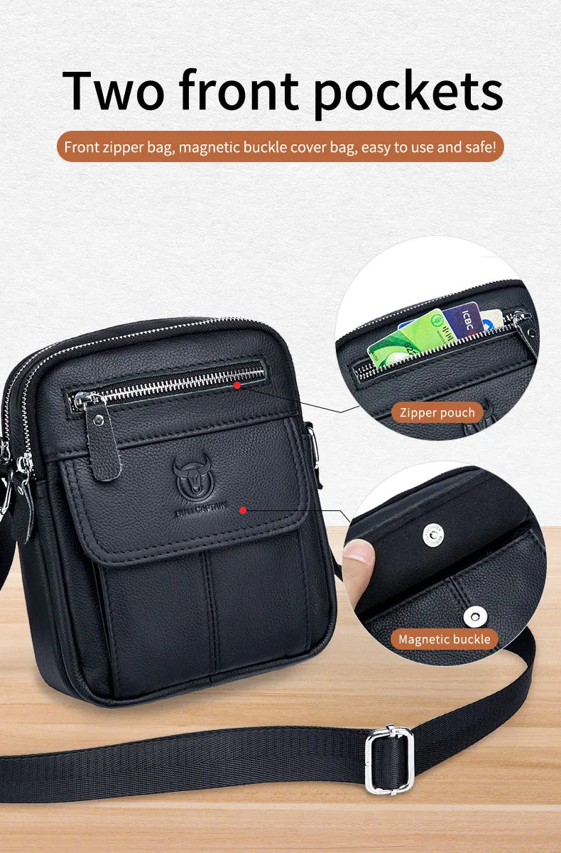Men's Cow Leather Mini Large Capacity Bag