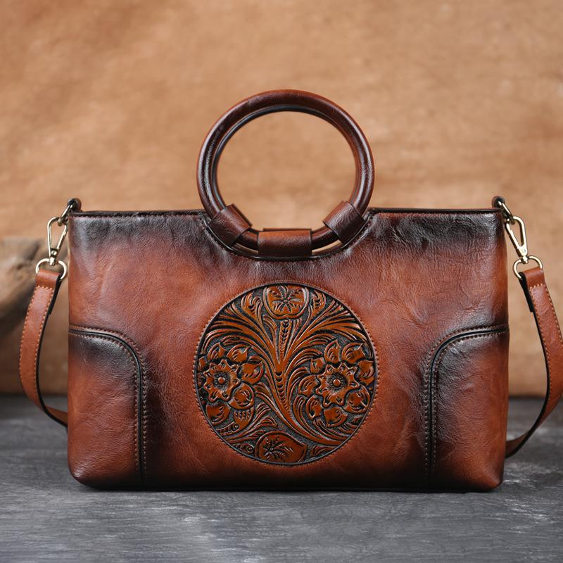 2023 New High Quality Women Handbag Retro Handmade  Shoulder Bag