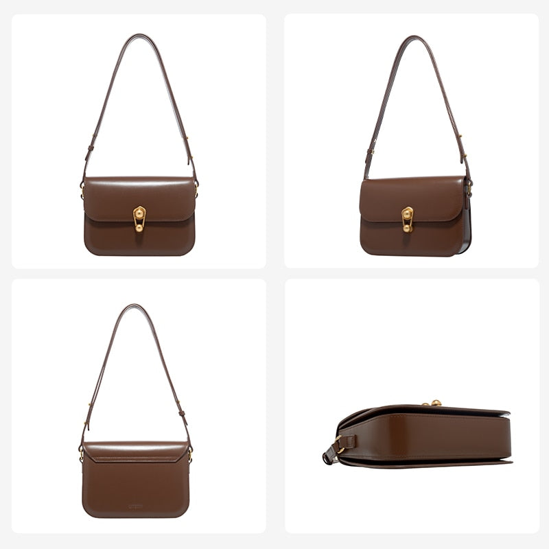 LA FESTIN Women Brand New Fashion Underarm Shoulder Cross-body Small Square Tote Bags Niche Designer Split Leather