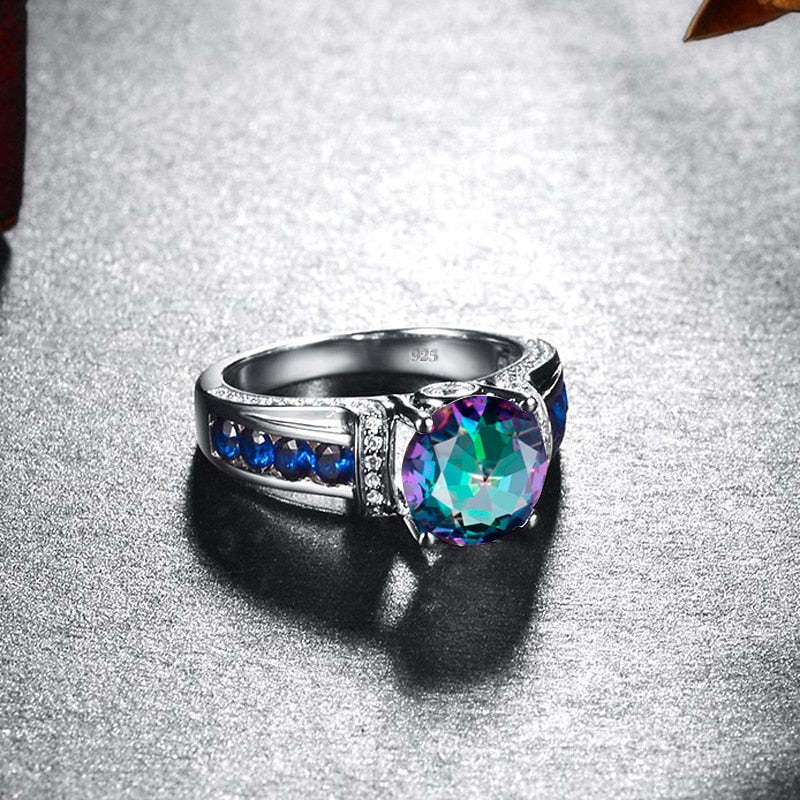 Gemstone Handmade Mystic Rainbow Topaz Silver 925 Ring