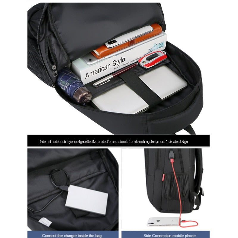 Laptop Backpack USB Charger Port Waterproof Travel School Bag