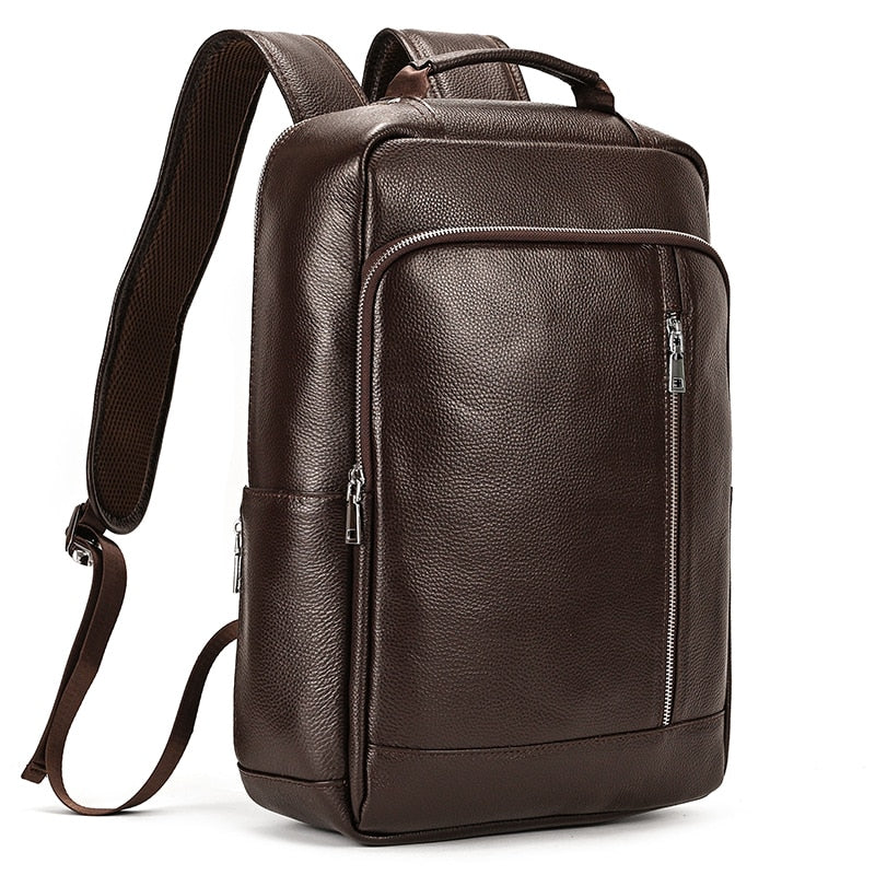 Men's Leather Backpack 15.6" Laptop Large Capacity Travel Backpack