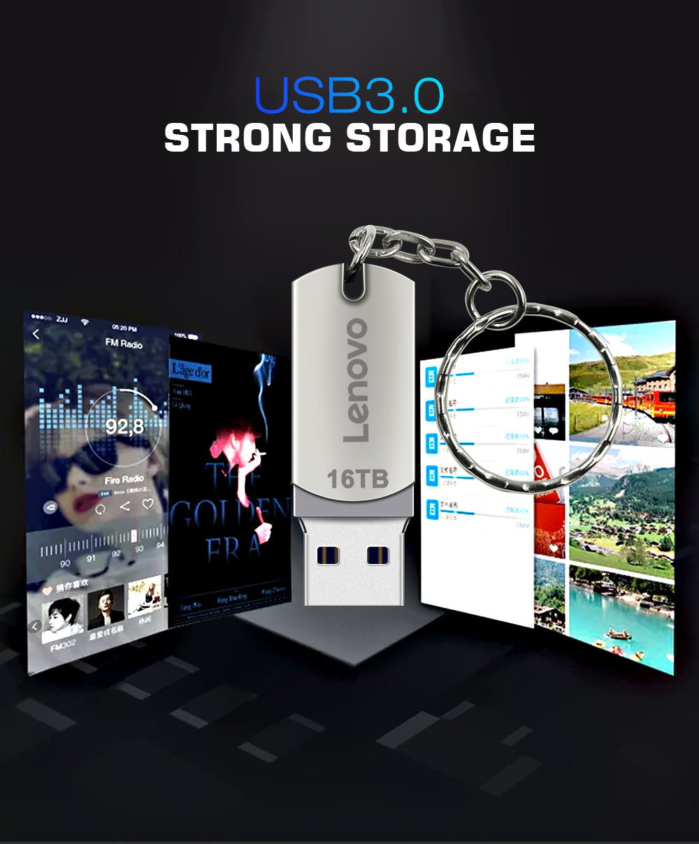 Lenovo USB 3.0 Pendrive 16TB High Speed Flash Metal Pen Drive