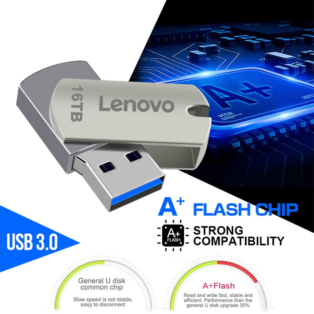 Lenovo USB 3.0 Pendrive 16TB High Speed Flash Metal Pen Drive