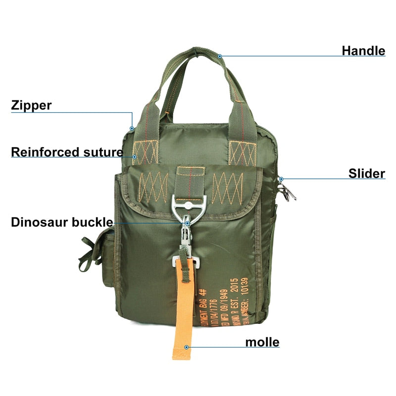 Tactical Flight Bag Aviators Parachute Pilot Helmet Bag Military Style Backpack Army Parachute Deploy Survival Molle Bug Out Bag