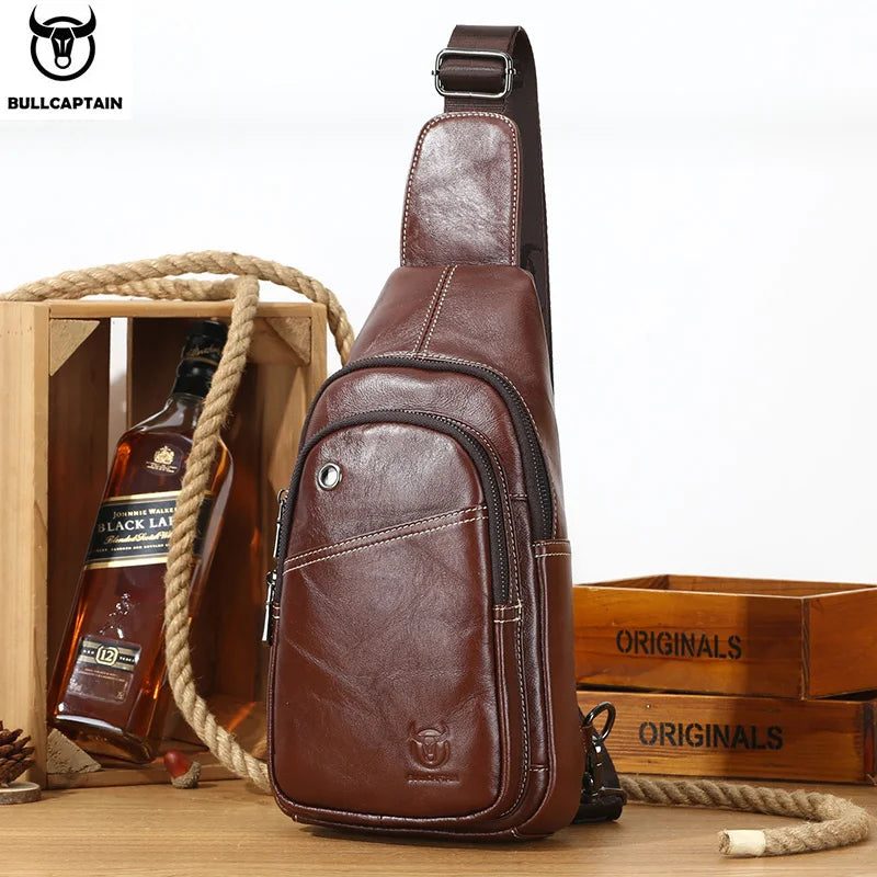 Genuine Leather Men Travel Crossbody Bag