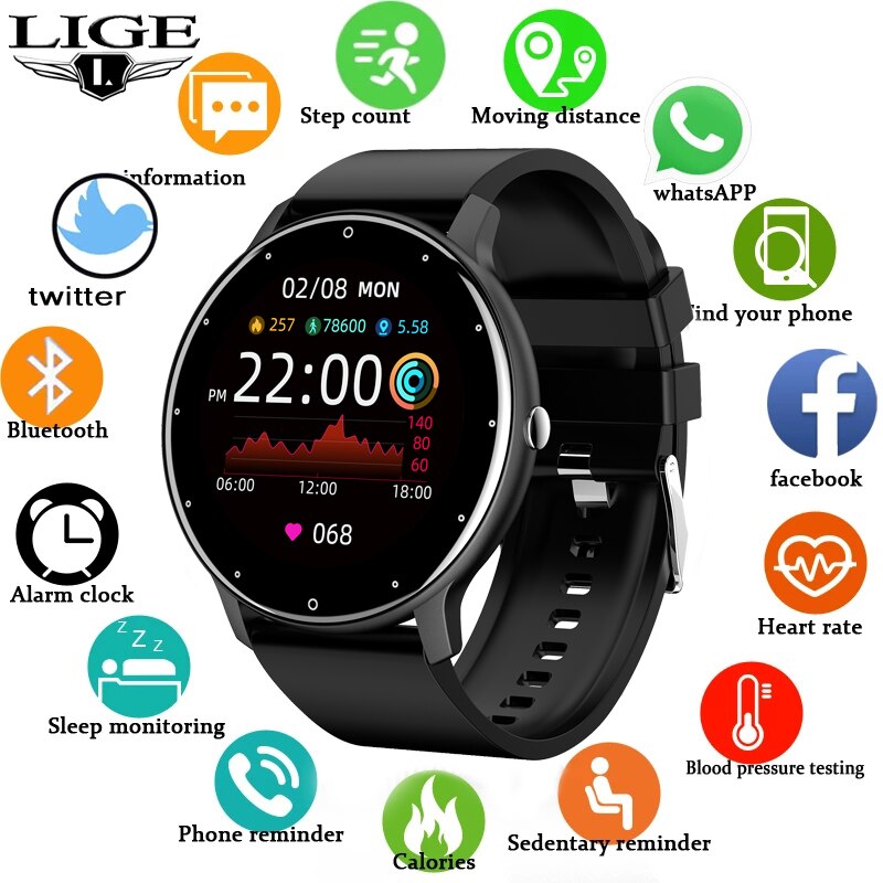 Smart Watch Men Women Full Touch Screen Sport Fitness Watch