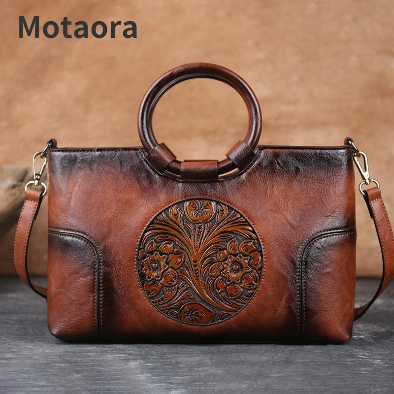 2023 New High Quality Women Handbag Retro Handmade  Shoulder Bag