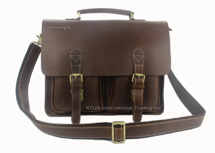 Genuine Leather Vintage Briefcase Crossbody Bag