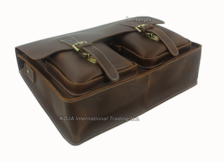 Genuine Leather Vintage Briefcase Crossbody Bag