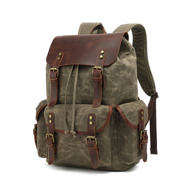 Oil Wax Canvas Vintage Waterproof Backpack