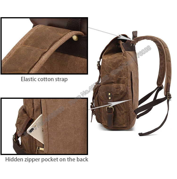 Oil Wax Canvas Vintage Waterproof Backpack