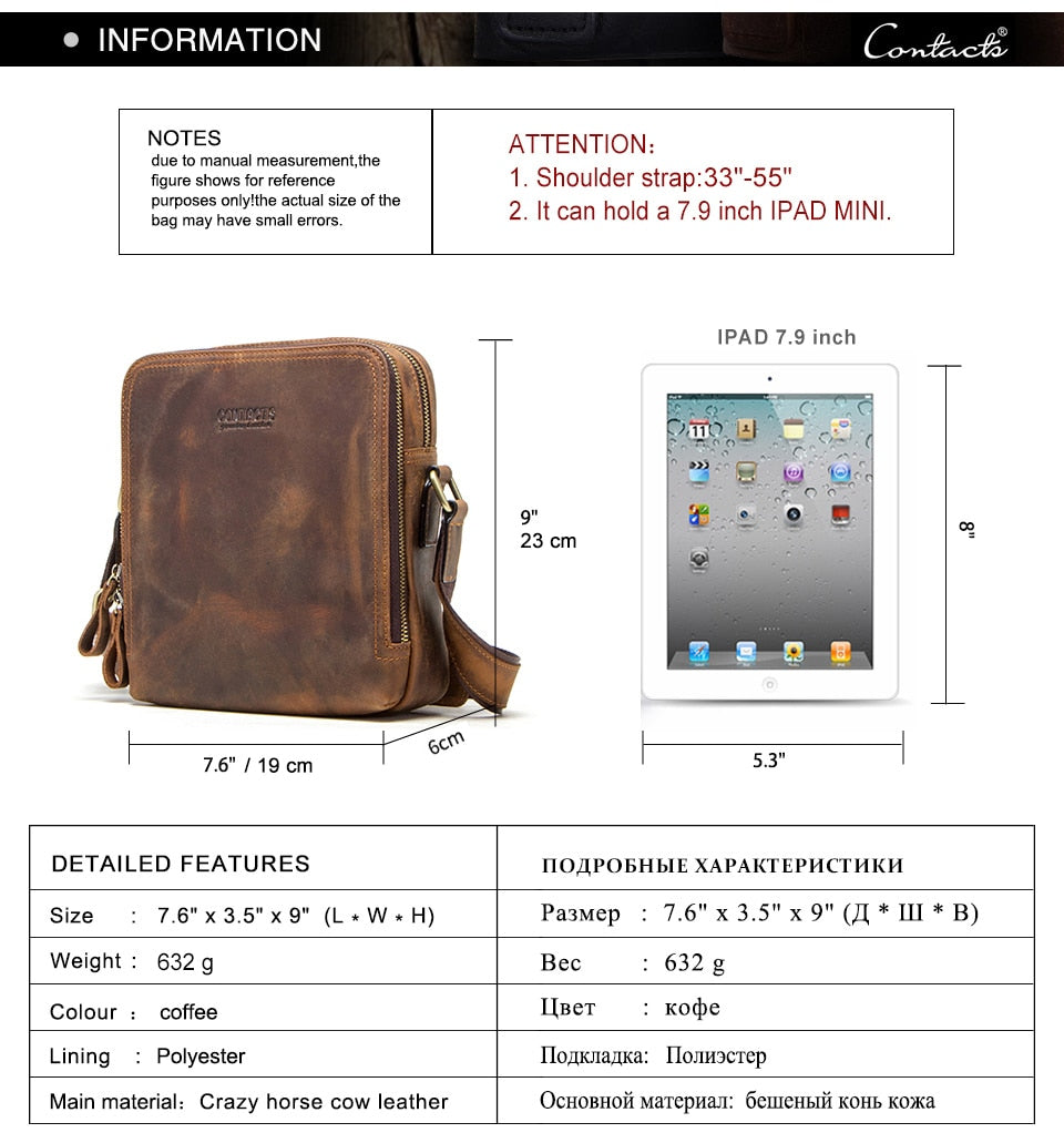 Genuine Leather Vintage Crossbody Bag