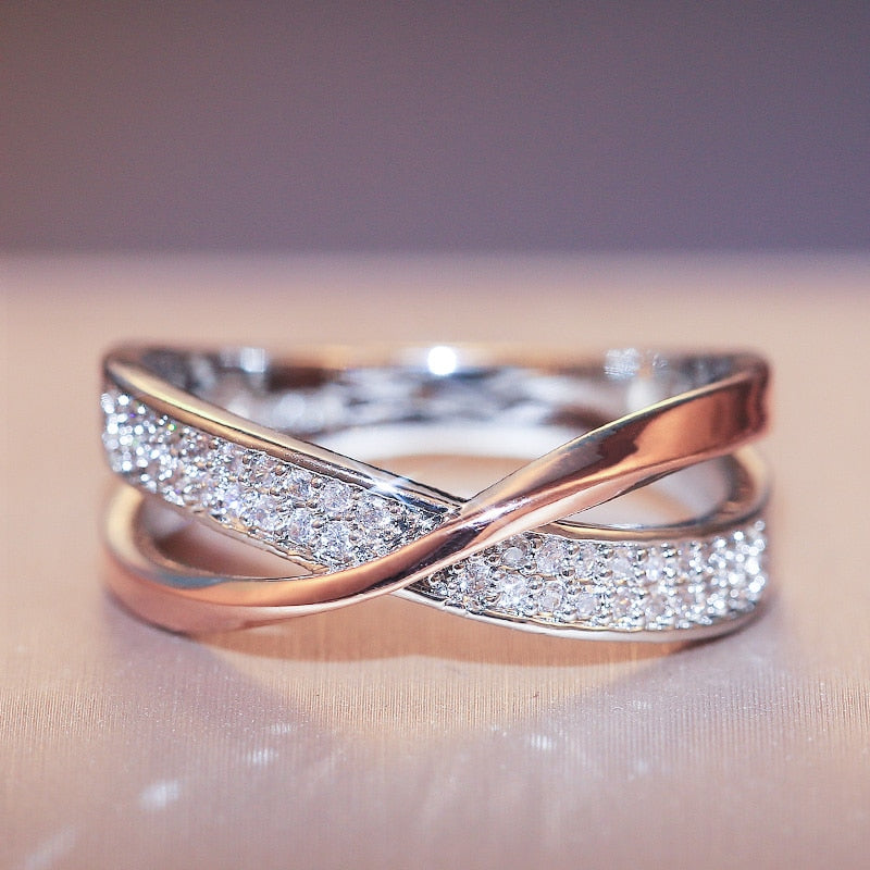Två Ton X Shape Cross Ring för Bröllop 