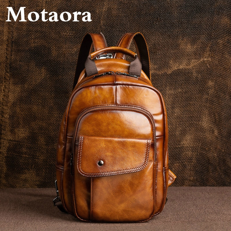 Men's Retro Genuine Leather  Backpack