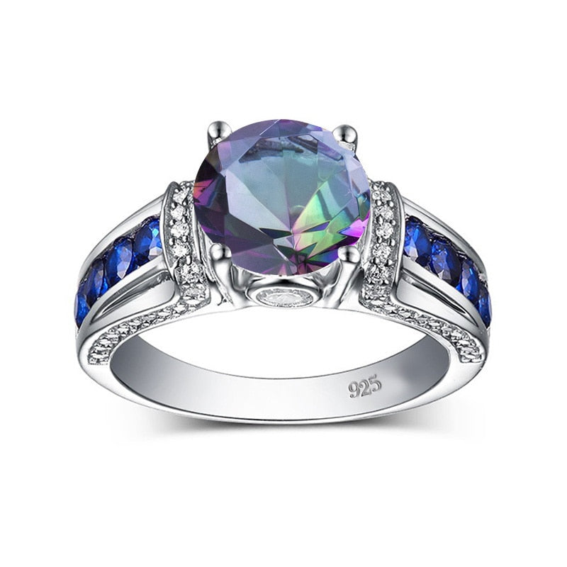 Gemstone Handmade Mystic Rainbow Topaz Silver 925 Ring