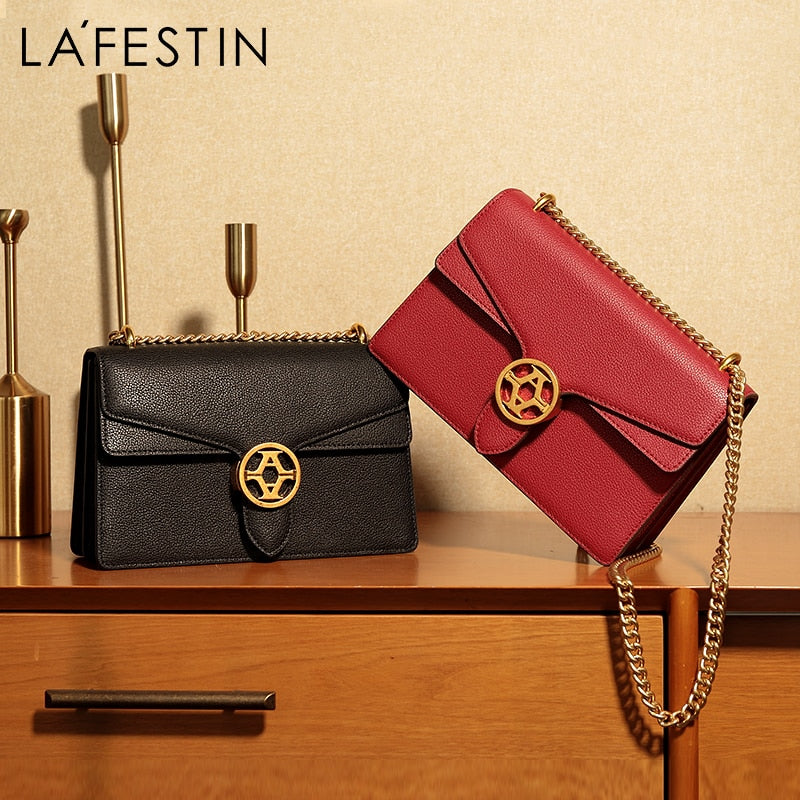 LA FESTIN New Fashion Luxury Women Handbag Temperament One-Shoulder Messenger Bag Classic Chain Leather Niche