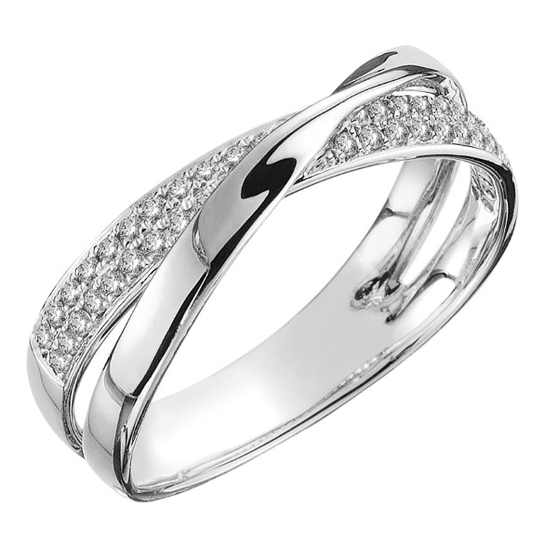 Two Tone X Shape Cross Ring for Women Wedding Trendy Jewelry