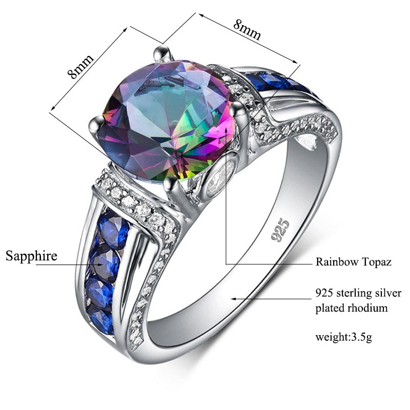 Gemstone Handmade Mystic Rainbow Topaz Silver 925 Ring