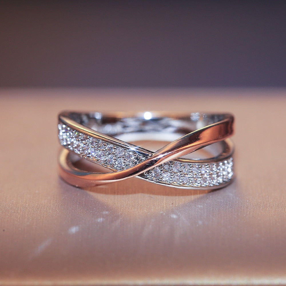 Två Ton X Shape Cross Ring för Bröllop 