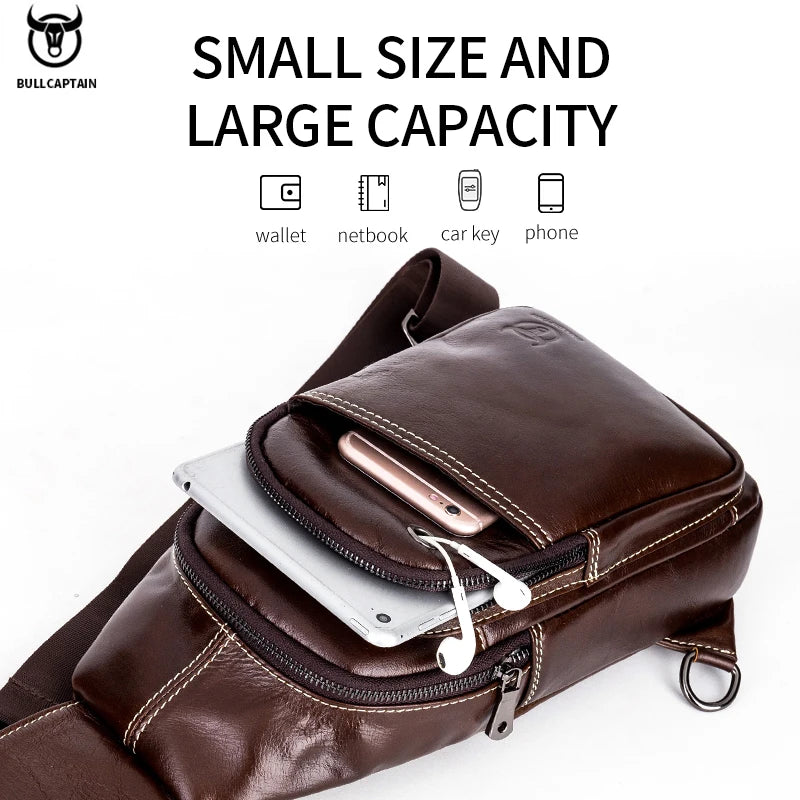 Genuine Leather Men Travel Crossbody Bag