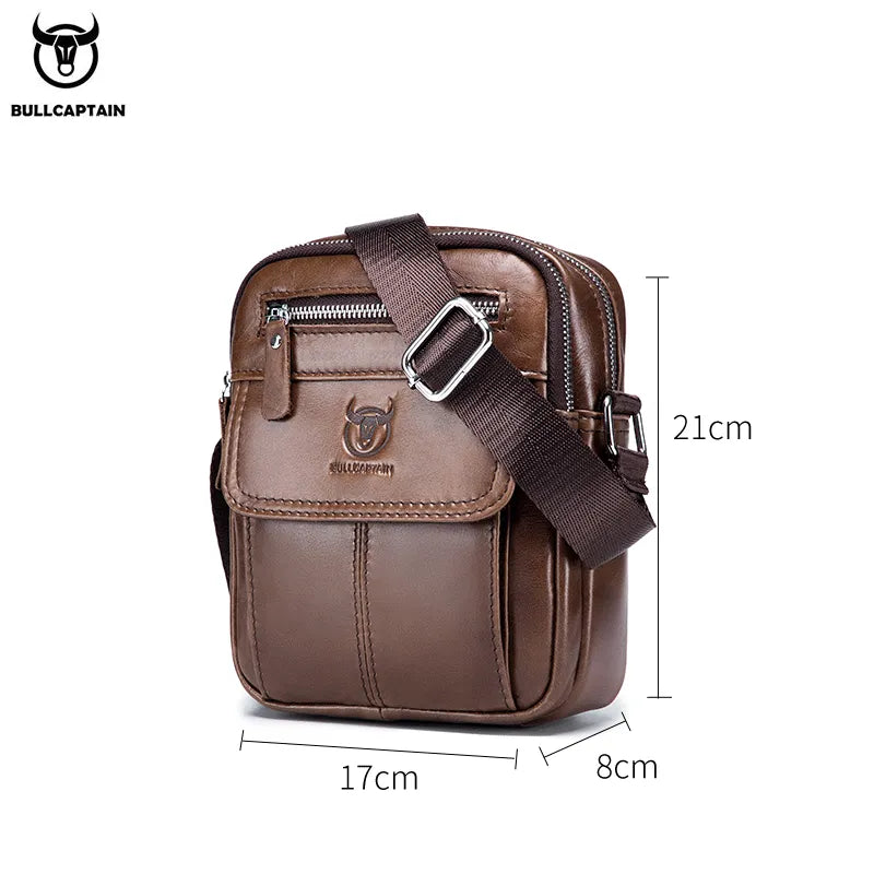Men's Cow Leather Mini Large Capacity Bag