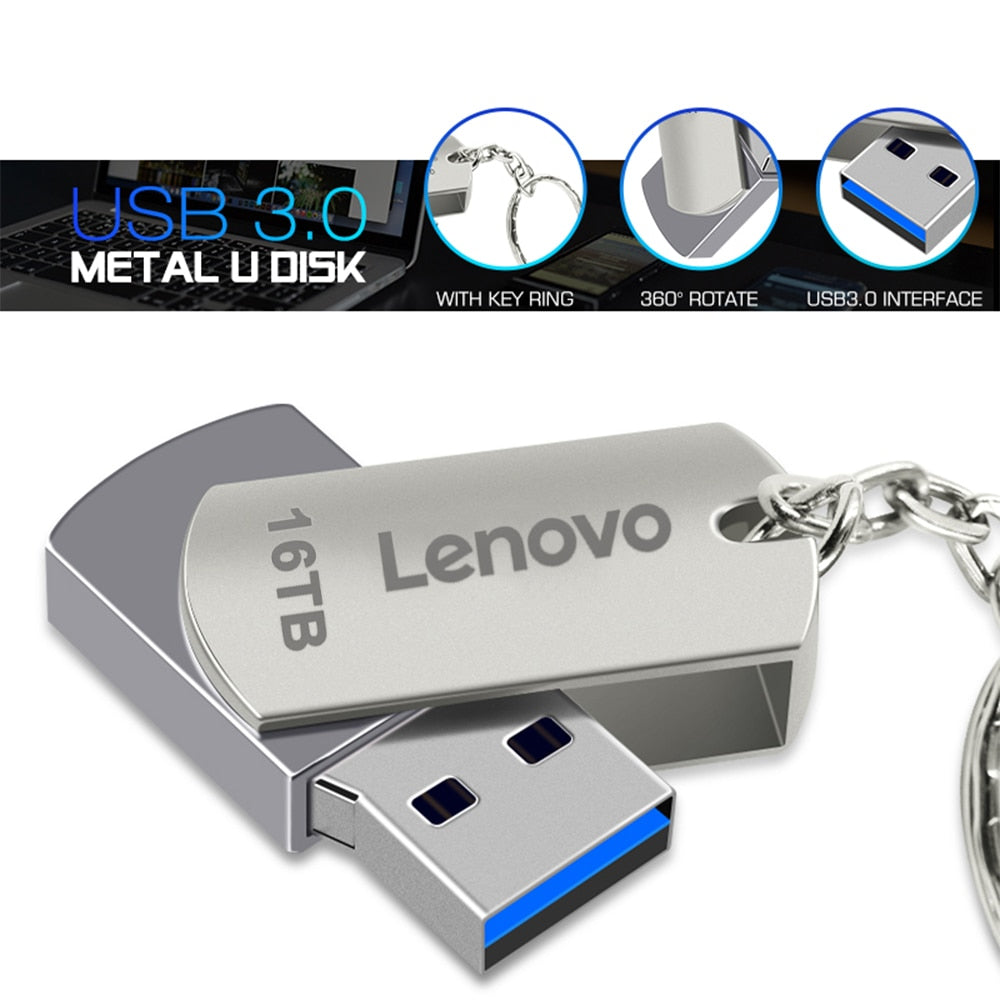 Lenovo USB 3.0 Pendrive 16TB High Speed Flash Metal Pen Drive