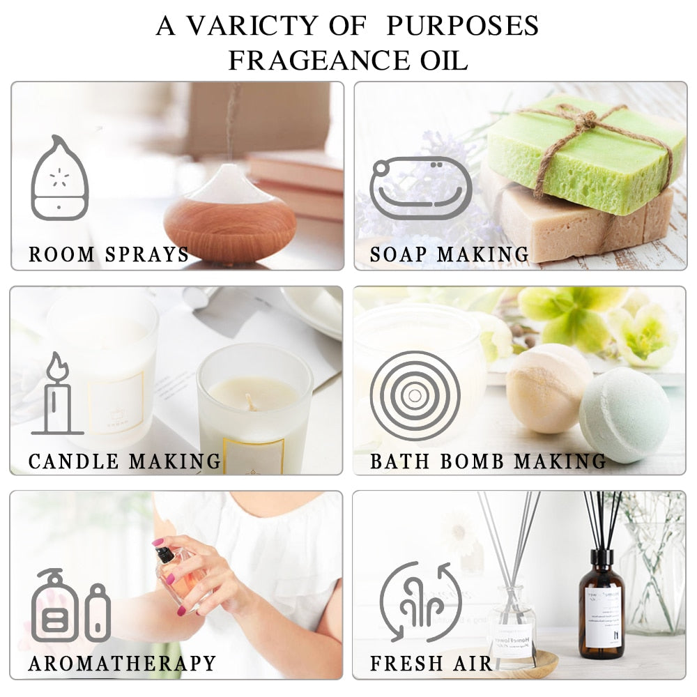 Pure Essential Oils For Humidifier Aromatic Diffuser Massage Lavender Eucalyptus Rose  Fragrance Oil Making Candles