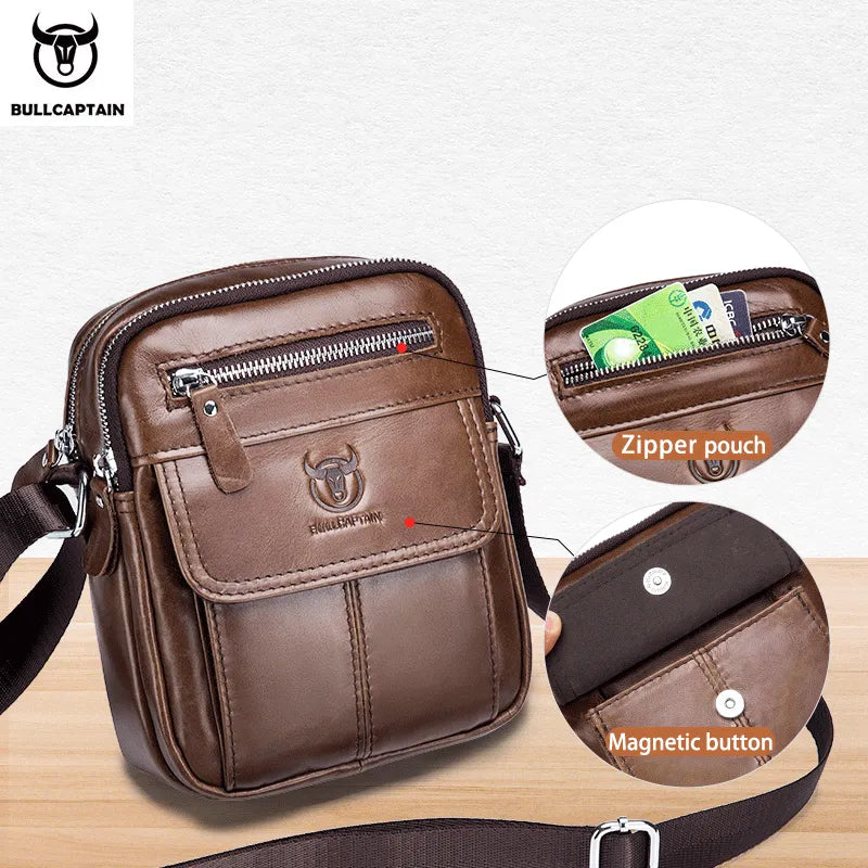 Men's Cow Leather Mini Large Capacity Bag