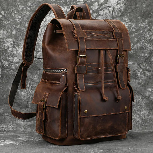 2023 New Arrivals Genuine Leather Laptop Travel Backpack For Men