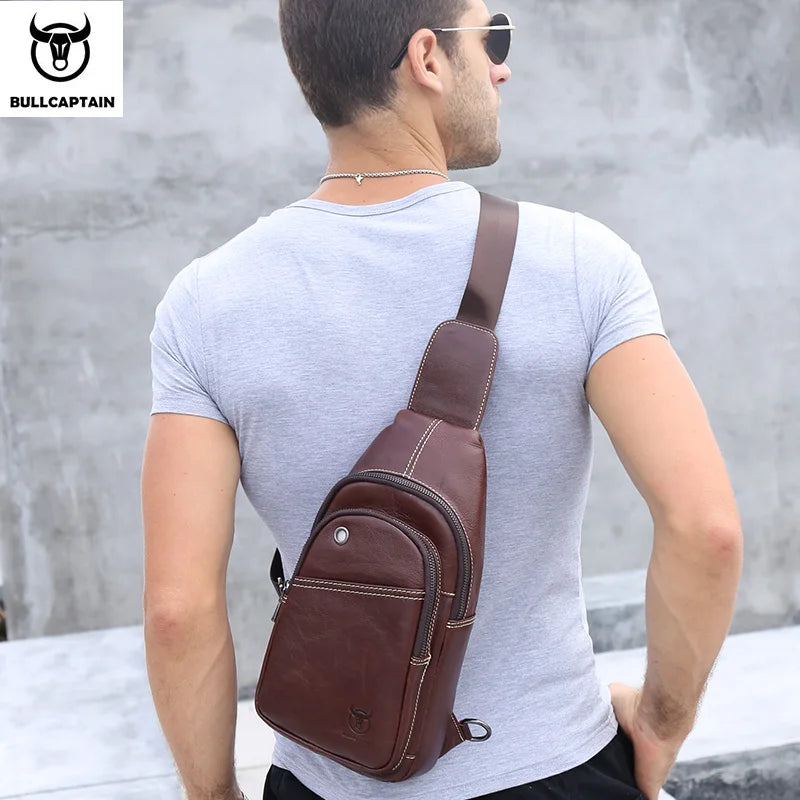 Genuine Leather Men Travel Crossbody Bag