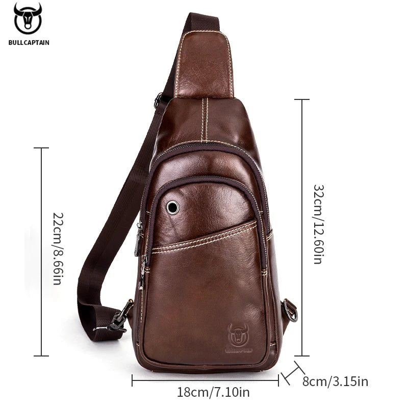 Genuine Leather Men Travel Crossbody Bag