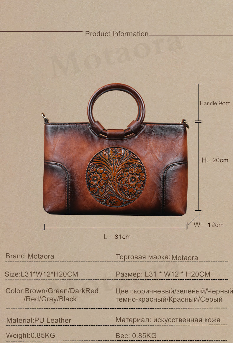 2023 New High Quality Women Handbag Retro Handmade  Shoulder Bag