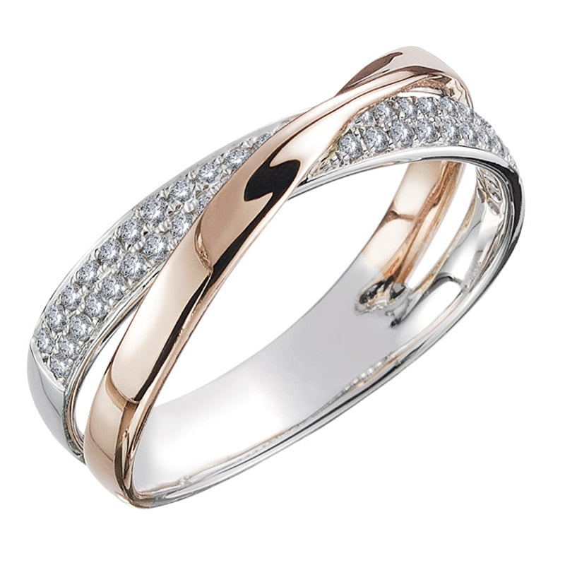 Två Ton X Shape Cross Ring för Bröllop 