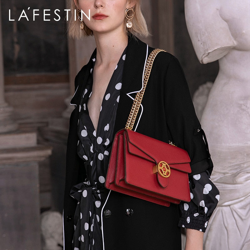 LA FESTIN New Fashion Luxury Women Handbag Temperament One-Shoulder Messenger Bag Classic Chain Leather Niche