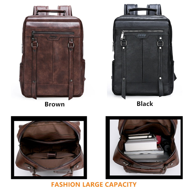 Trend Leather Laptop Backpack For Men