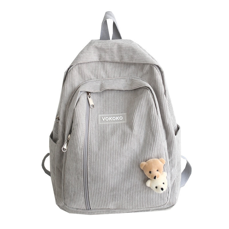 Stripe Cute Corduroy School Bag