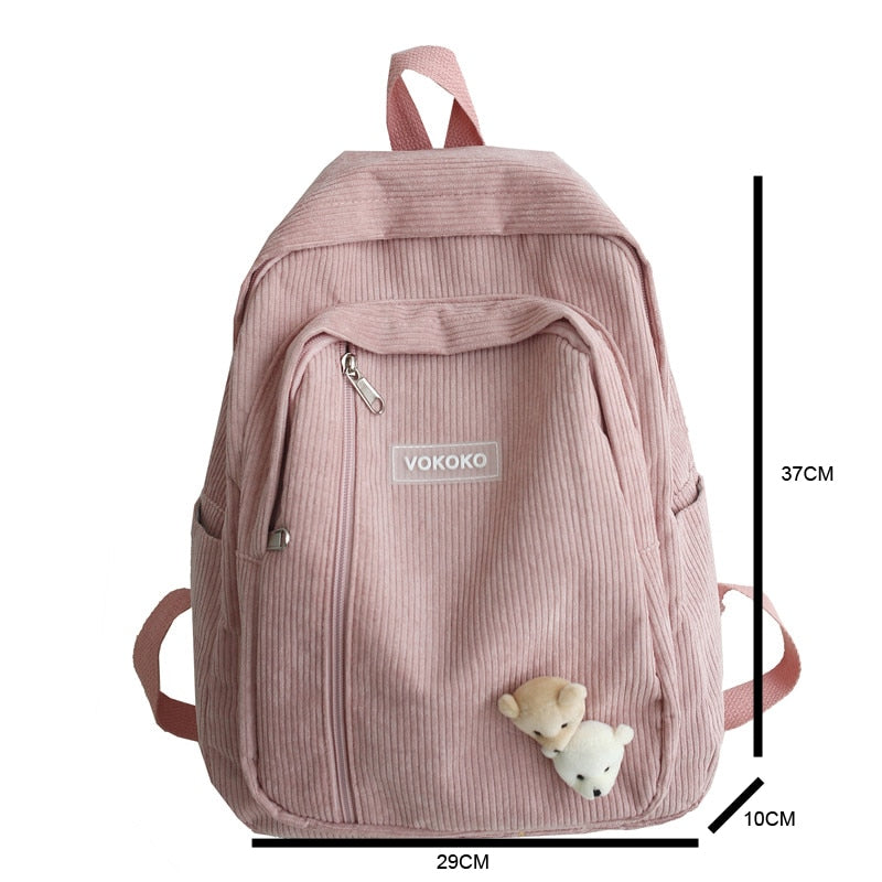 Stripe Cute Corduroy School Bag