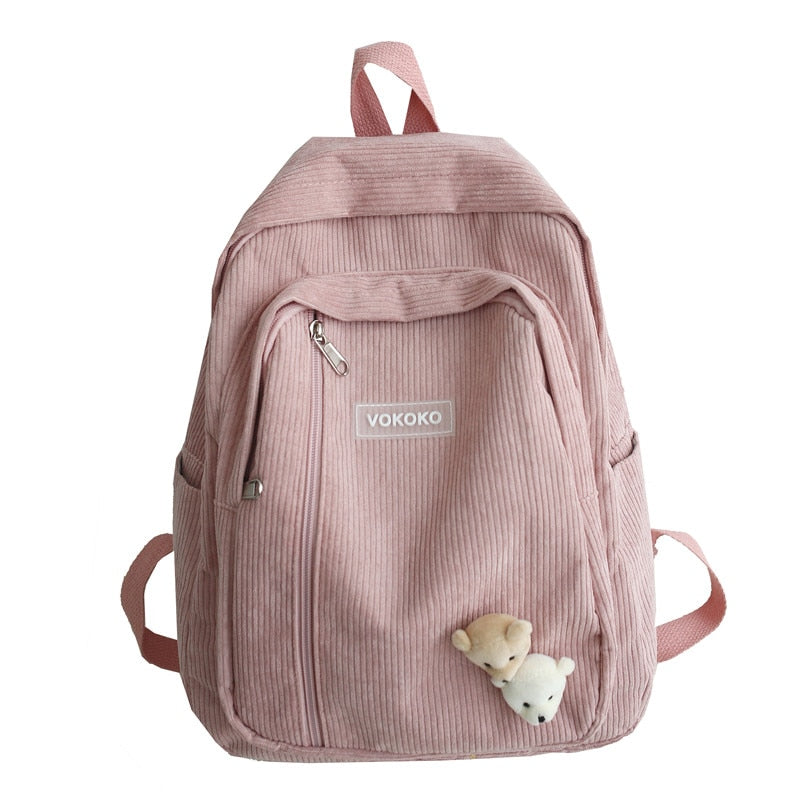 Stripe Cute Corduroy School Bag