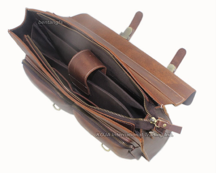 Genuine Leather Vintage Briefcase Crossbody Bag