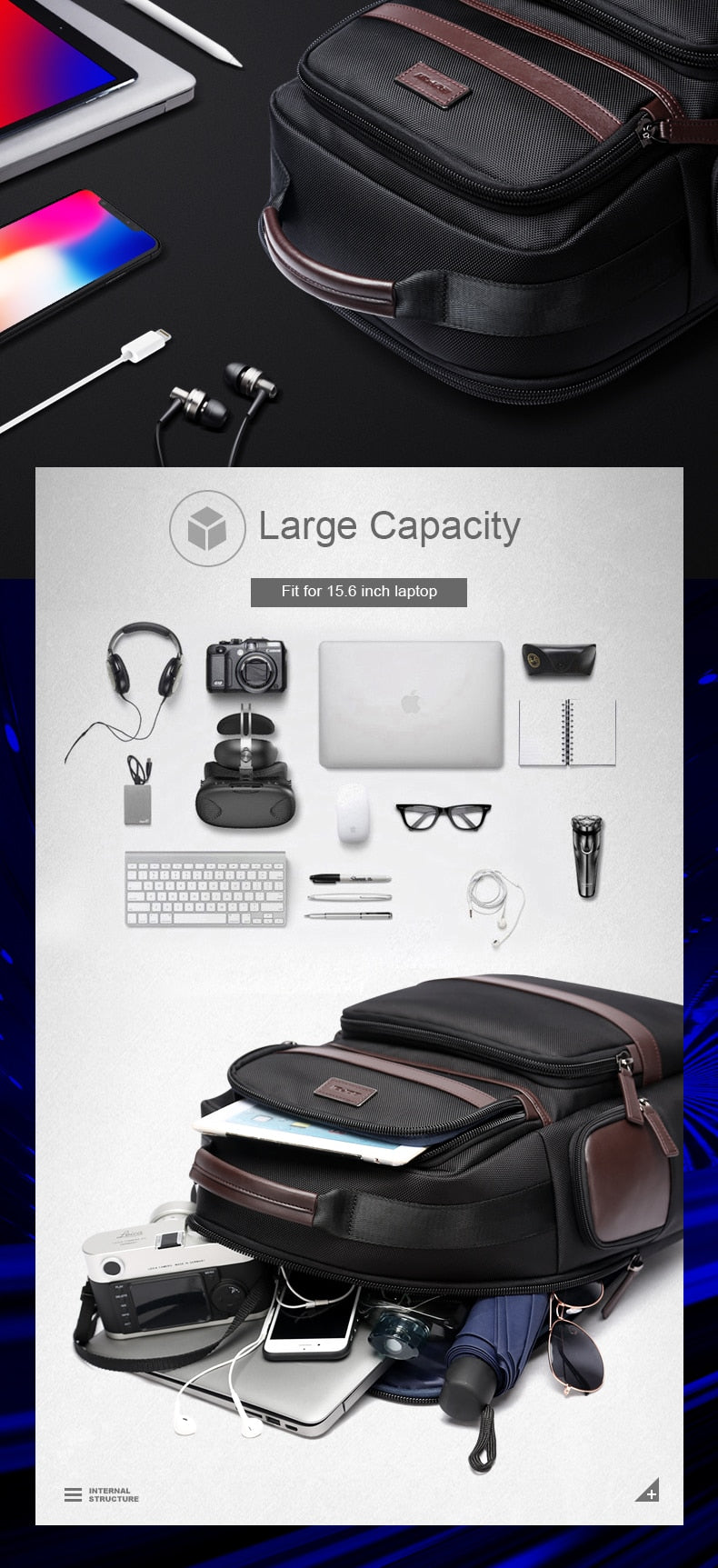 Large Capacity Laptop Anti Theft USB Charging Backpack