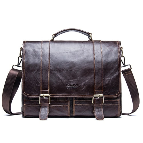 Genuine Leather Business Briefcase Laptop Shoulder Bag